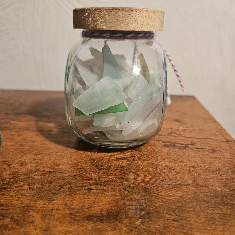 Glass Jar with Lavender Design and Wooden Lid